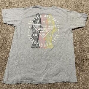 Columbia PFG Mens Gray No Luck All Skill Trout Graphic T-Shirt Sz M Short Sleeve